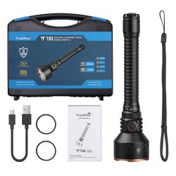 T80 TACTICAL FLASHLIGHT WITH A MAXIMUM OUTPUT OF 3800 LUMENS AND A RANGE OF 1050 METERS