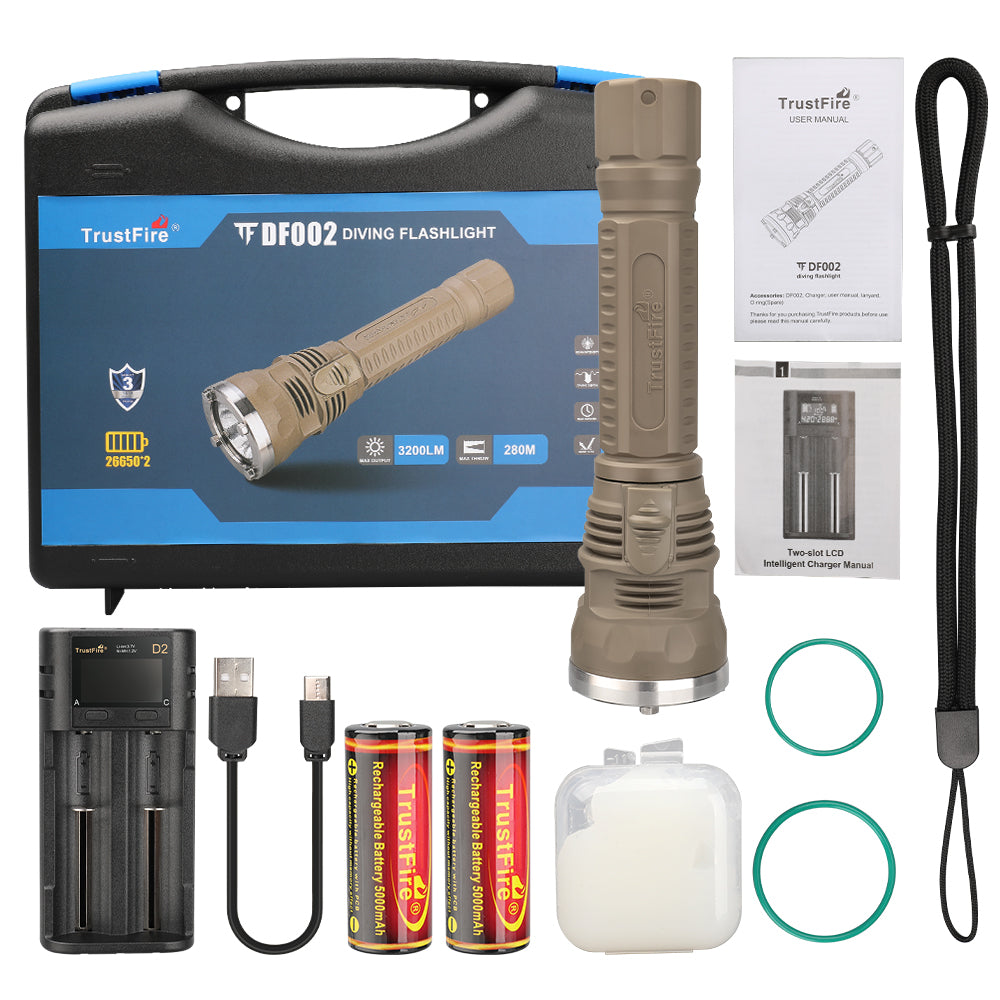 TrustFire DF002 Doomsday Underwater Diving Flashlight 3200 Lumens IPX8 Waterproof Diving Flashlight(GET 20% OFF AND A GIFT WITH YOUR PURCHASE)