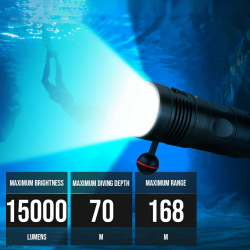 Trustfire DF90 Dive Light - 15000LM Bright Scuba Diving Flashlight, 70M Underwater Torch for Deep Sea Cave Diving and Underwater Photography(GET 20% OFF AND A GIFT WITH YOUR PURCHASE)