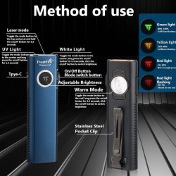 TrustFire MINIX3 EDC Multi-Function Flashlight Available with white light, flood light, green laser, and UV or red light options(GET 20% OFF AND A GIFT WITH YOUR PURCHASE)