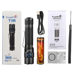 TrustFire T11R Rechargeable LED Tactical Flashlight, 1800 Lumens, Waterproof, Dual Switch, 22 Hours Battery Life
